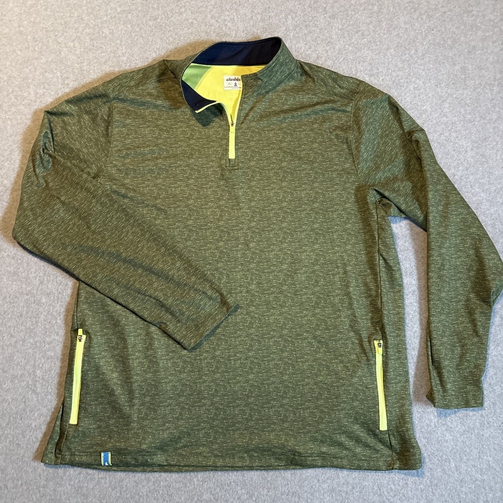 Chubbies Men's Green Pullover Quarter Zip XL Golf Casual Zip Pockets SOFT